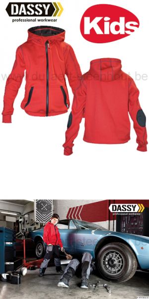 DASSY® Watson Kids (300391) Sweat-shirt à capuche - rouge/noir