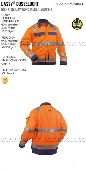 DASSY® Dusseldorf (300184) Veste haute visibilité - orange fluo/marine