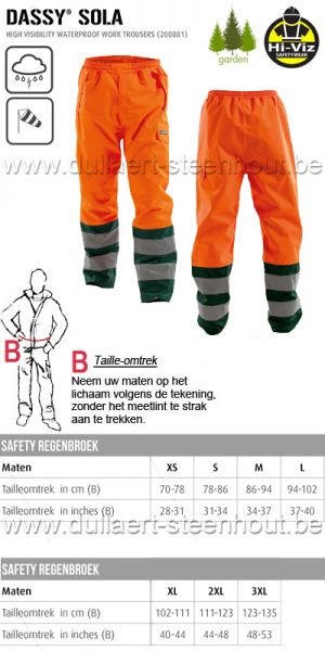 DASSY® Sola (200881) Pantalon de travail imperméable haute visibilité -orange/vert