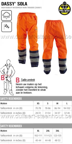 DASSY® Sola (200881) Pantalon de travail imperméable haute visibilité -orange fluo/marine