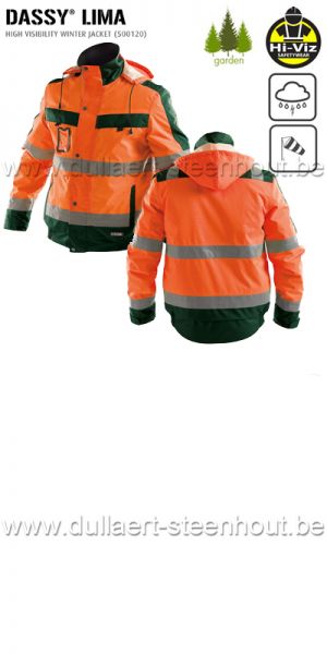 DASSY® Lima (500120) Veste haute visibilité / tissu imperméable - orange fluo/vert