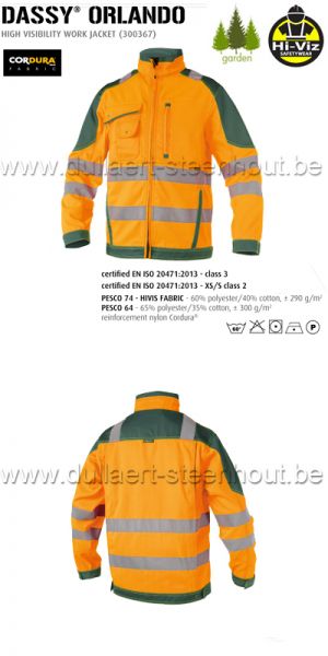 DASSY® Orlando (300367) Veste de travail haute visibilité - orange fluo/vert