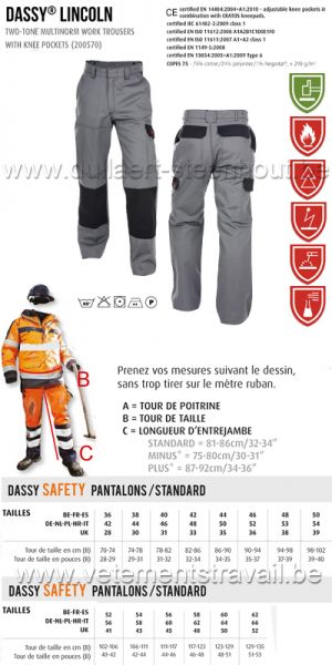 DASSY® Lincoln (200570) Pantalon de travail multinormes bicolore avec poches genoux