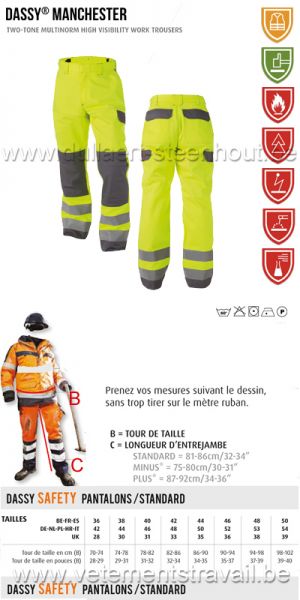 DASSY® Manchester (200819) Pantalon de travail multinormes haute visibilité bicolore 