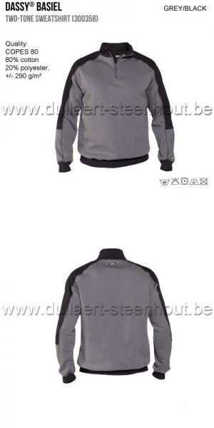 DASSY® Basiel (300358) Sweat-shirt bicolore - gris/noir