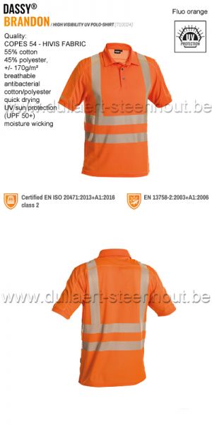 DASSY® Brandon (710024) Polo haute visibilité UV - orange fluo