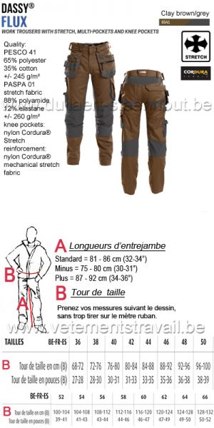 DASSY® Flux (200975) Pantalon de travail multi-poches avec stretch - brun/gris