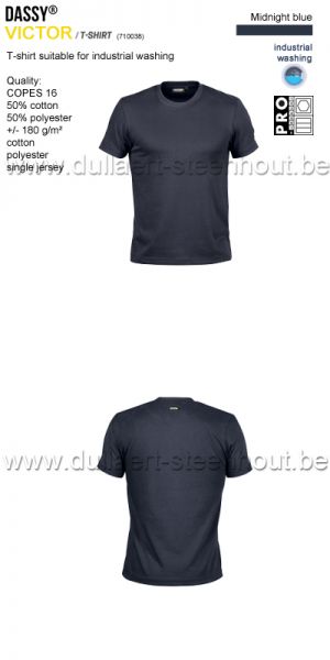 DASSY® Victor (710038) T-shirt adapté au lavage industriel - bleu nuit