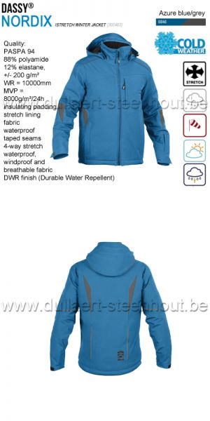 DASSY® Nordix (300463) Veste hiver stretch - bleu azur