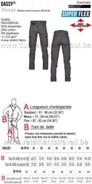 DASSY® Storax (201014) Pantalon de travail stretch - Gris/noir