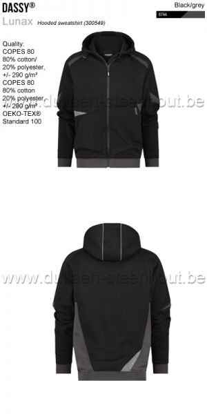 DASSY® Lunax (300549) Sweat-shirt à capuche - noir/gris