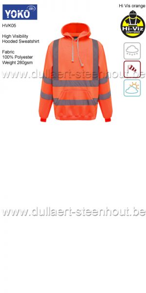 Yoko- Sweatshirt capuche Haute-Visibilité orange