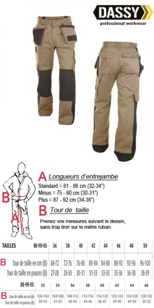 Dassy - Seattle (200428) Pantalon de travail multi-poches - beige/noir