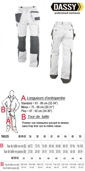 Dassy - Seattle (200428) Pantalon de travail multi-poches - blanc/gris