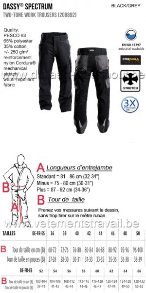 DASSY® Spectrum (200892) Pantalon de travail bicolore - noir/gris