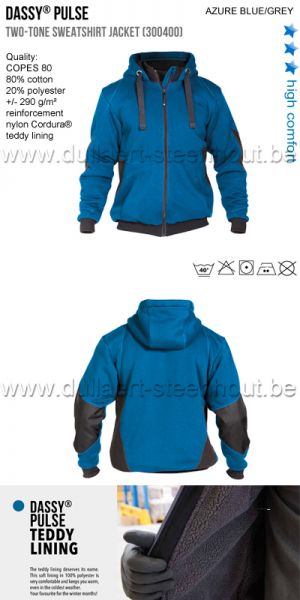 DASSY® Pulse (300400) Veste sweat-shirt bicolore - bleu/grijs