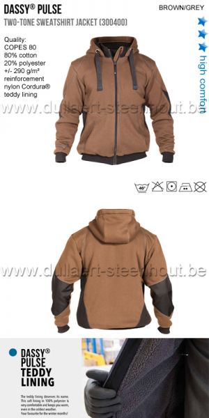 DASSY® Pulse (300400) Veste sweat-shirt bicolore - marron/gris