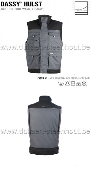 DASSY® Hulst (350051) Bodywamer / Gilet hiver bicolore - gris ciment / noir