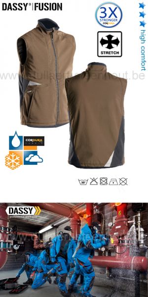 DASSY® Fusion (350111) Gilet hiver softshell bicolore - brun argile / gris