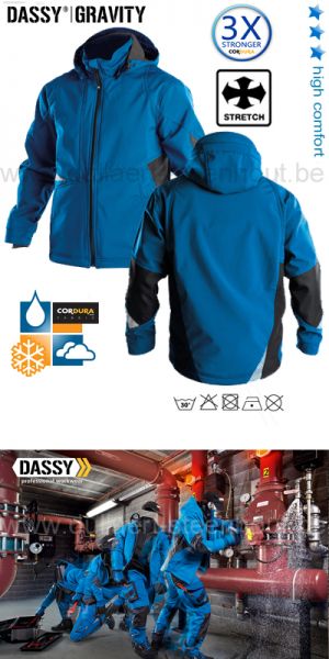 DASSY® Gravity (300396) Veste softshell bicolore - bleu azur / gris