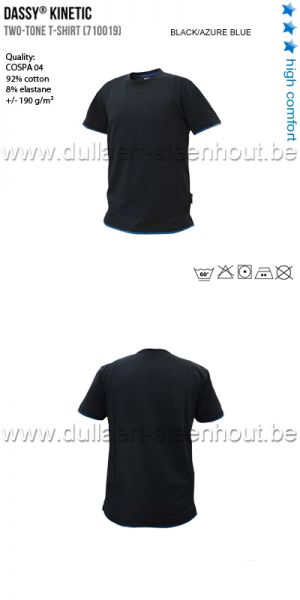 DASSY® Kinetic (710019) T-shirt bicolore - noir / bleu azur