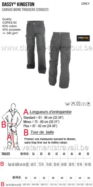 DASSY® Kingston (200622)  Pantalon de travail en canvas - gris 