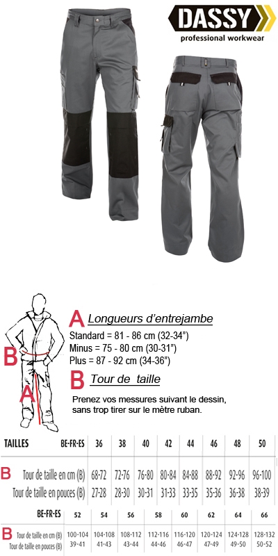 Dassy - Boston (200426) Pantalon poches genoux bicolore gris/noir