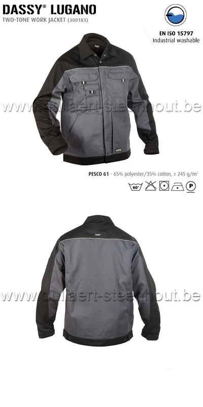 DASSY® Lugano (300183) Veste de travail bicolore - gris/noir