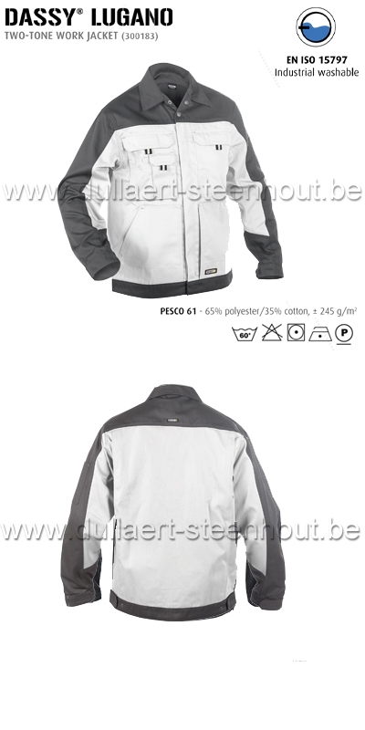  DASSY® Lugano (300183) Veste de travail bicolore - blanc/gris
